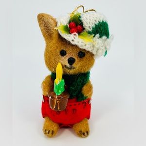 Vintage Morgan Inc Sydney Kangaroo Flocked Christmas Ornament Hong Kong